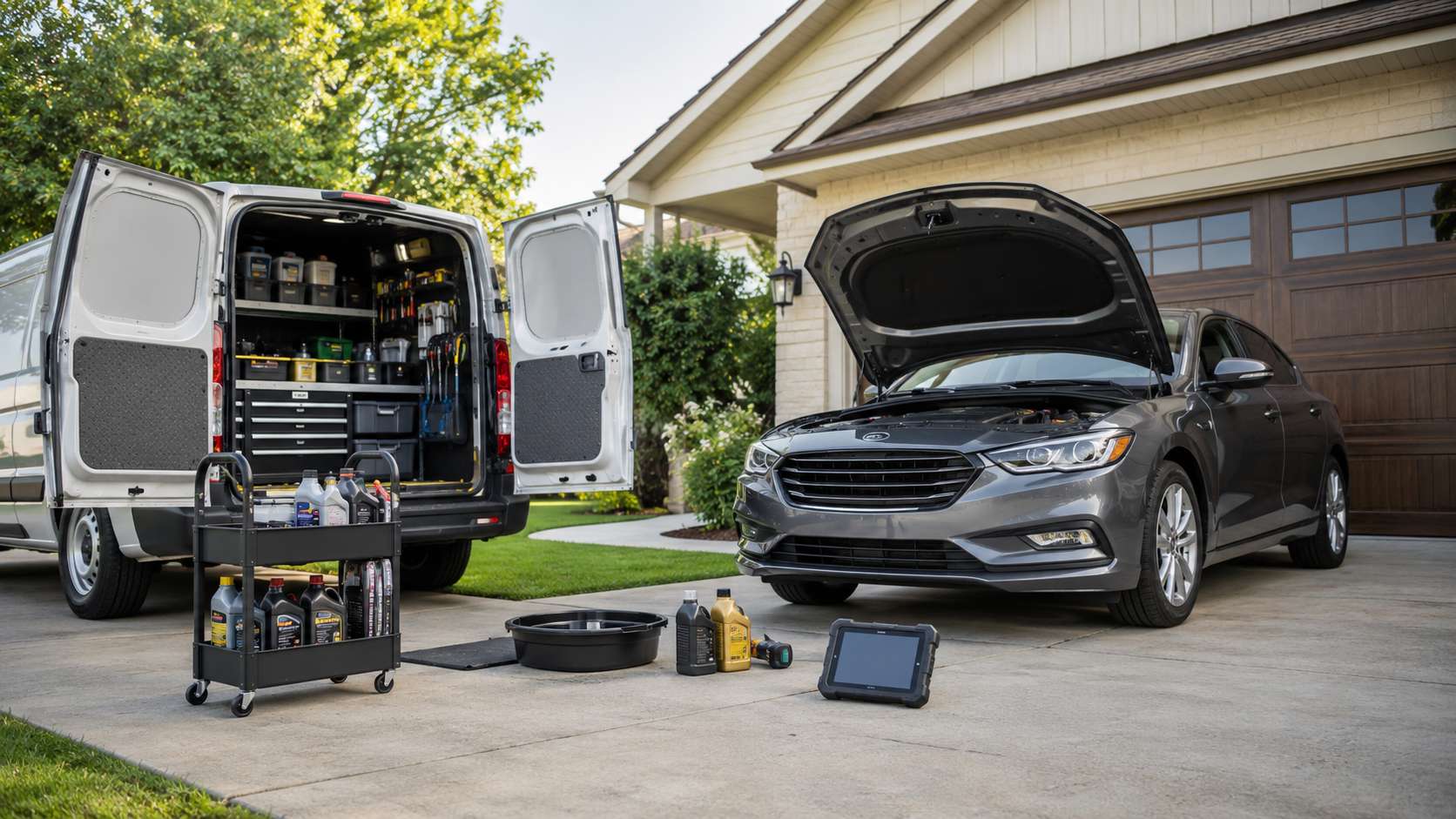 Car maintenance without visiting a shop — oil change and brake service performed at home in Northern Virginia